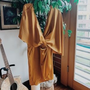 Gold silk dress
